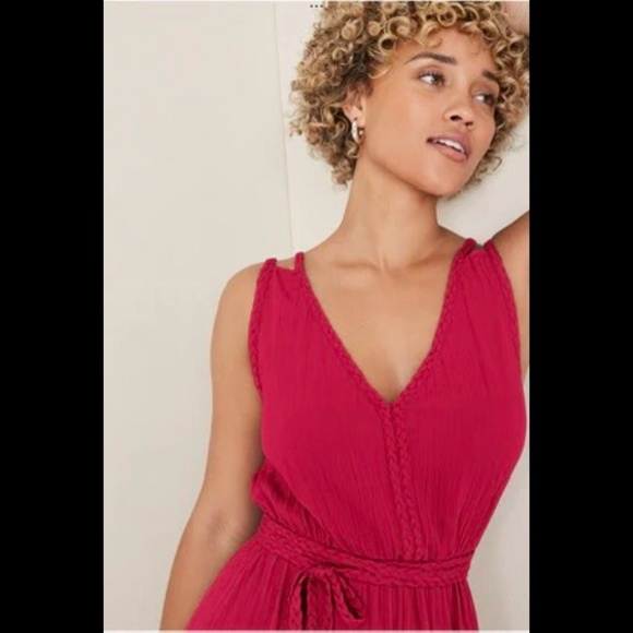 VENUS NWTs Barberry Geranium Pink Braided Deets Maxi Dress Greek Goddess Vibes M - Picture 4 of 14